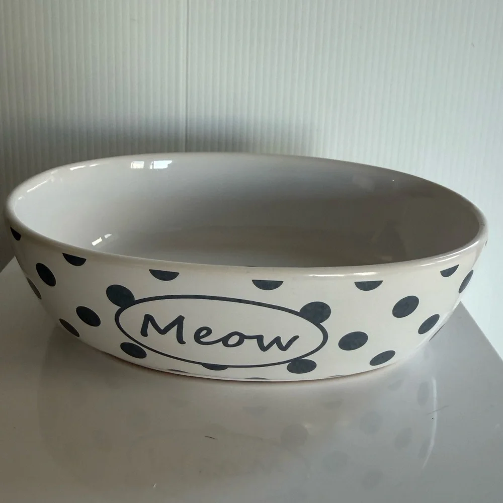 Polka Dot Cat Bowl